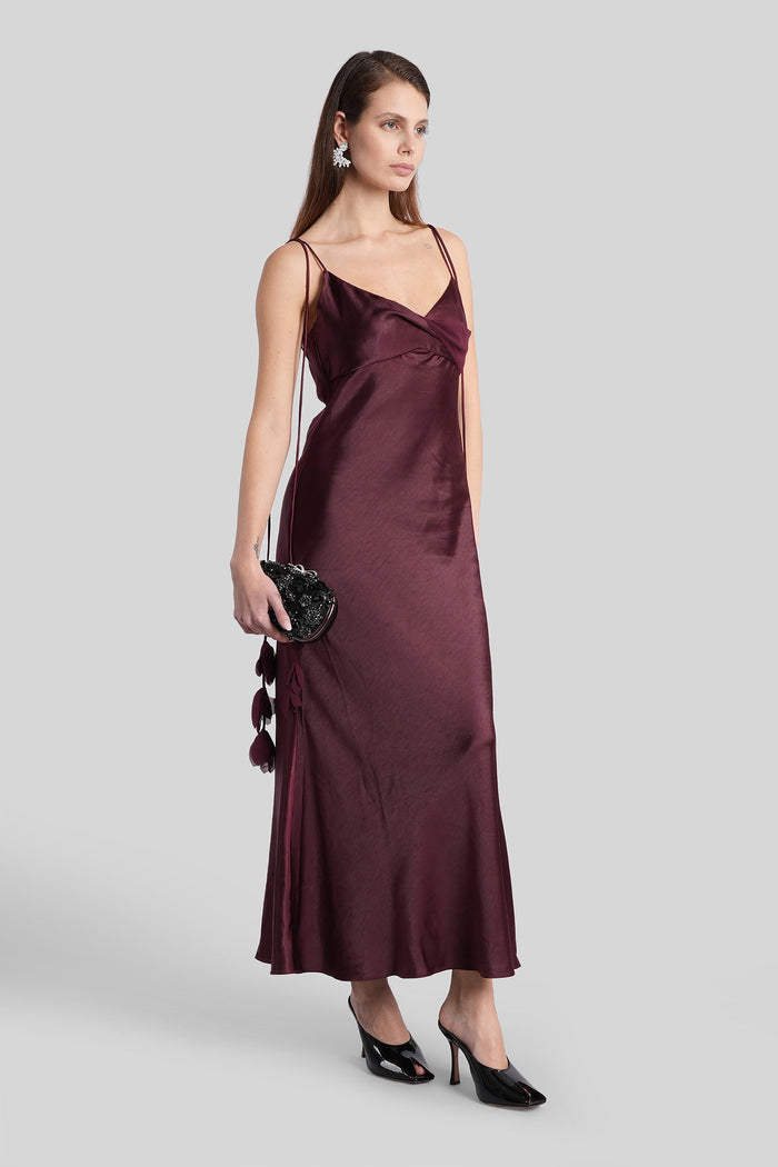 Long Dress In Bordeaux Polyester Abbigliamento