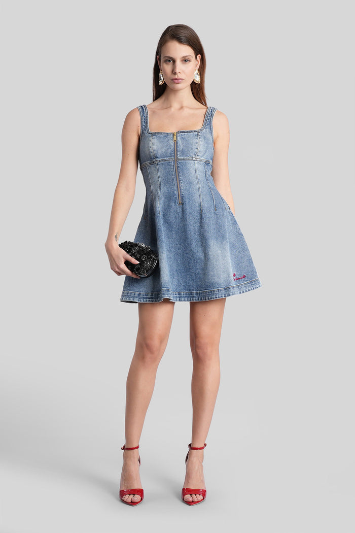 Mini dress in blue cotton Abbigliamento