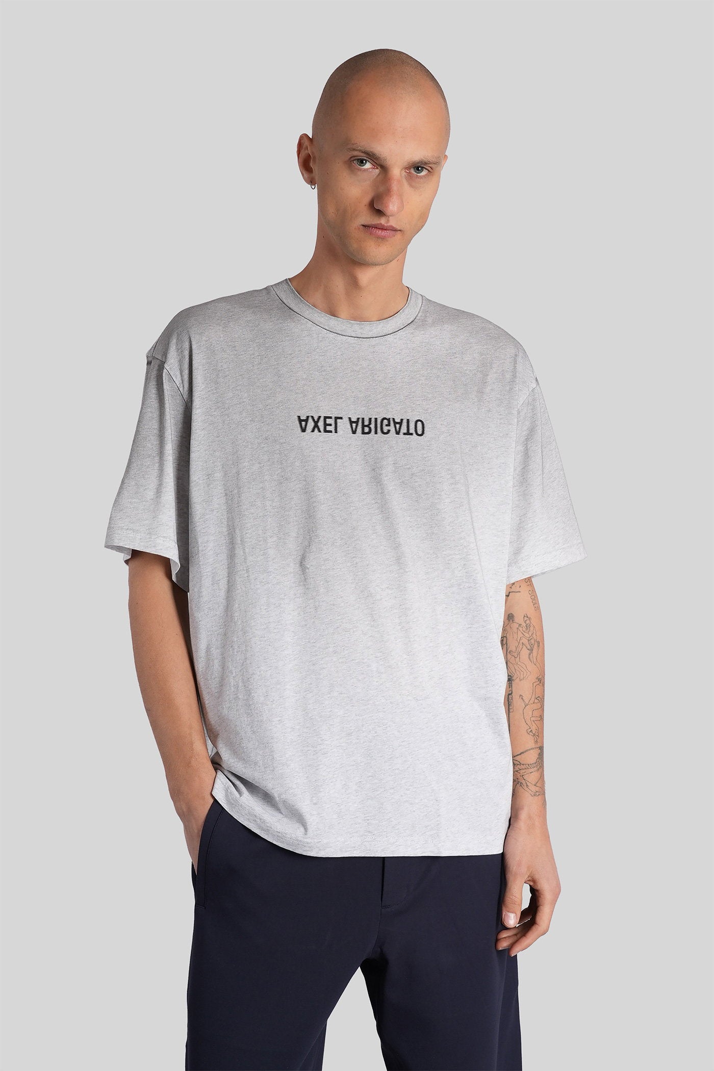 Distort Light T-Shirt In Grey Cotton Abbigliamento