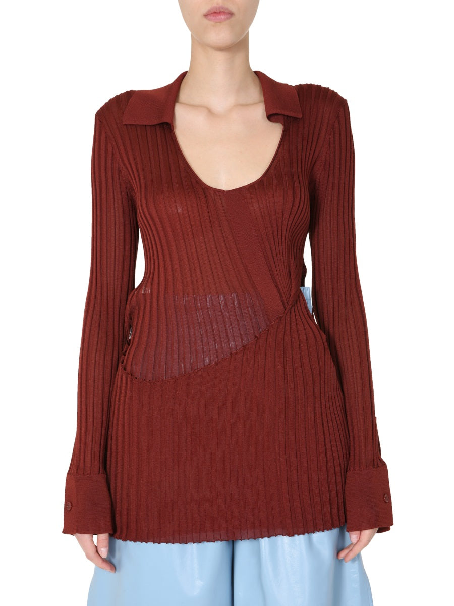 Ribbed Sweater Orange Silk Jumpers