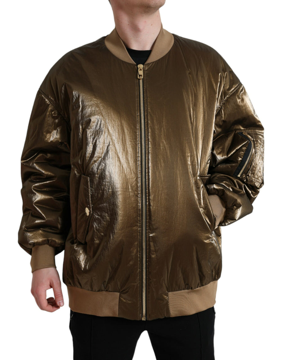 Dolce & Gabbana 100% Nylon bomber jacket in bronze