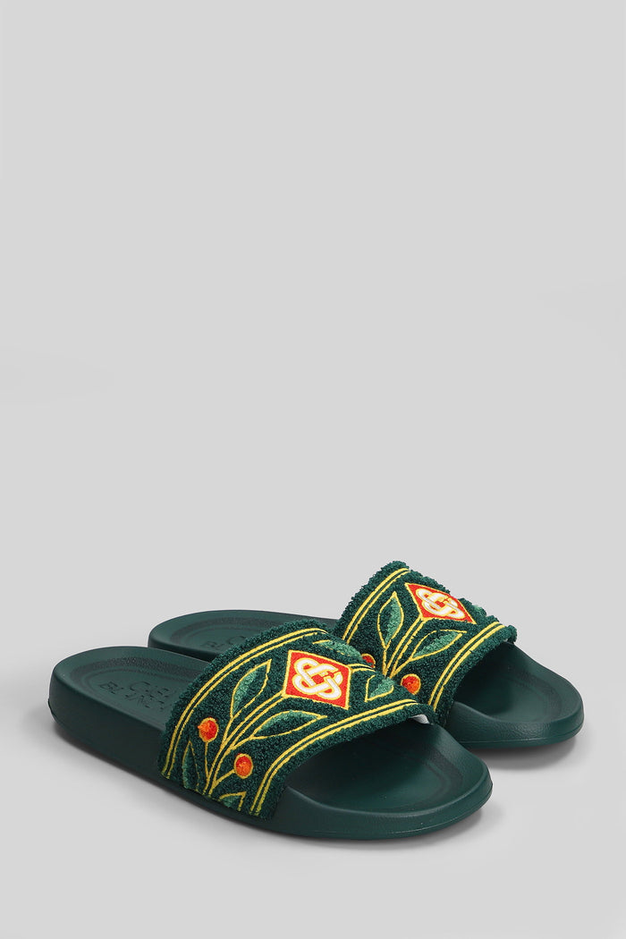 Terry slider Flats in green polyester Scarpe