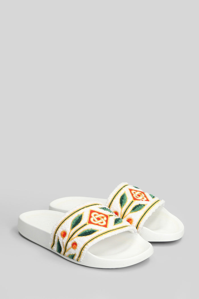 Terry slider Flats in white polyester Scarpe