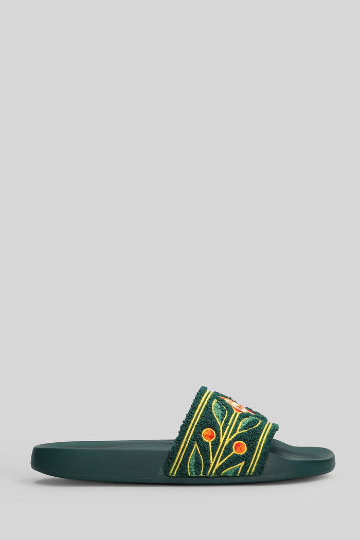 Terry slider Flats in green polyester Scarpe