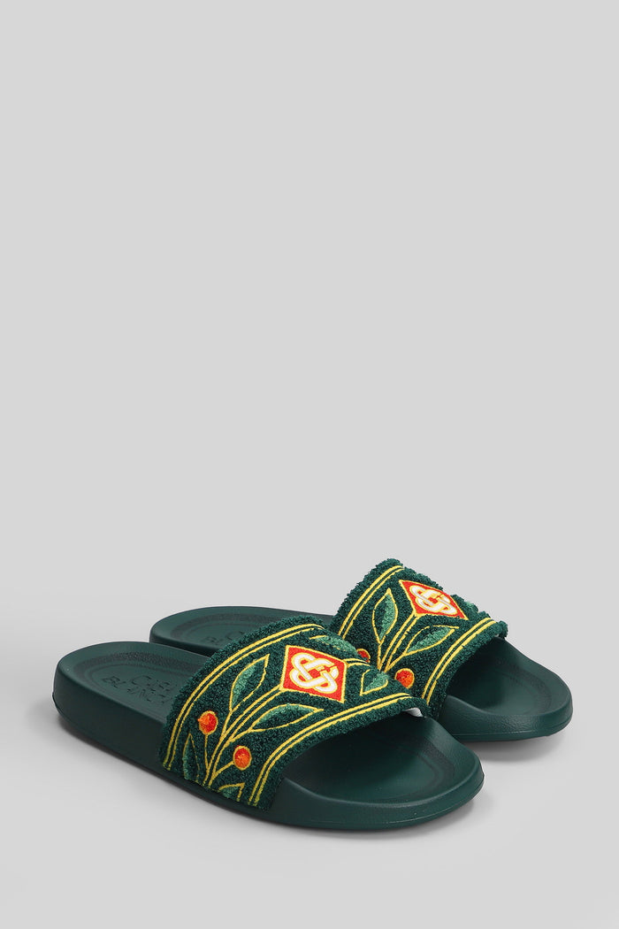 Terry slider Flats in green polyester Scarpe