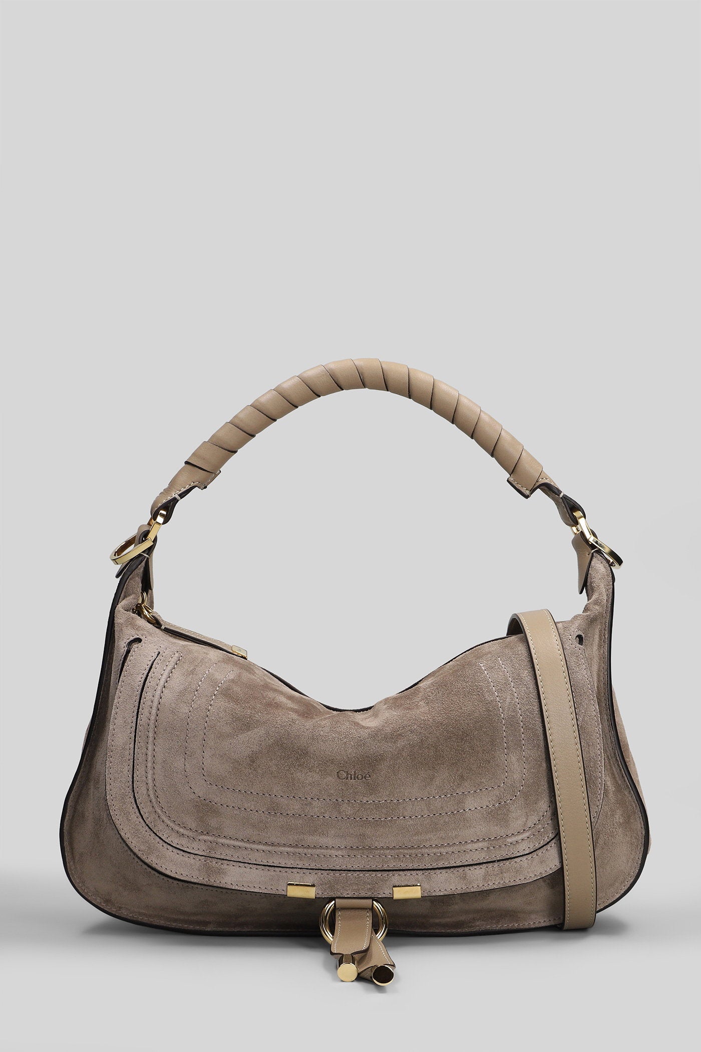 Marcie Shoulder bag in taupe suede Borse