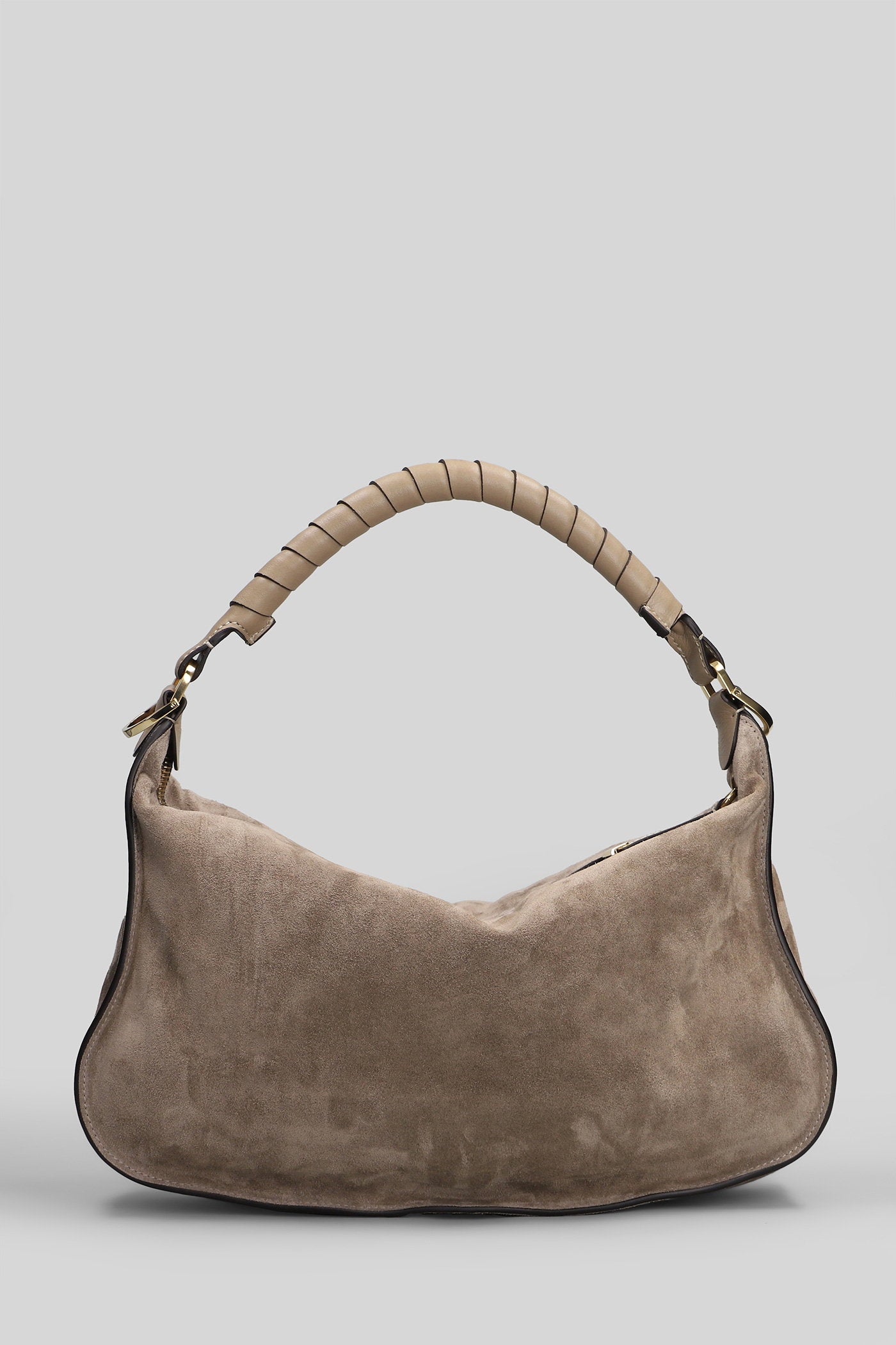Marcie Shoulder bag in taupe suede Borse