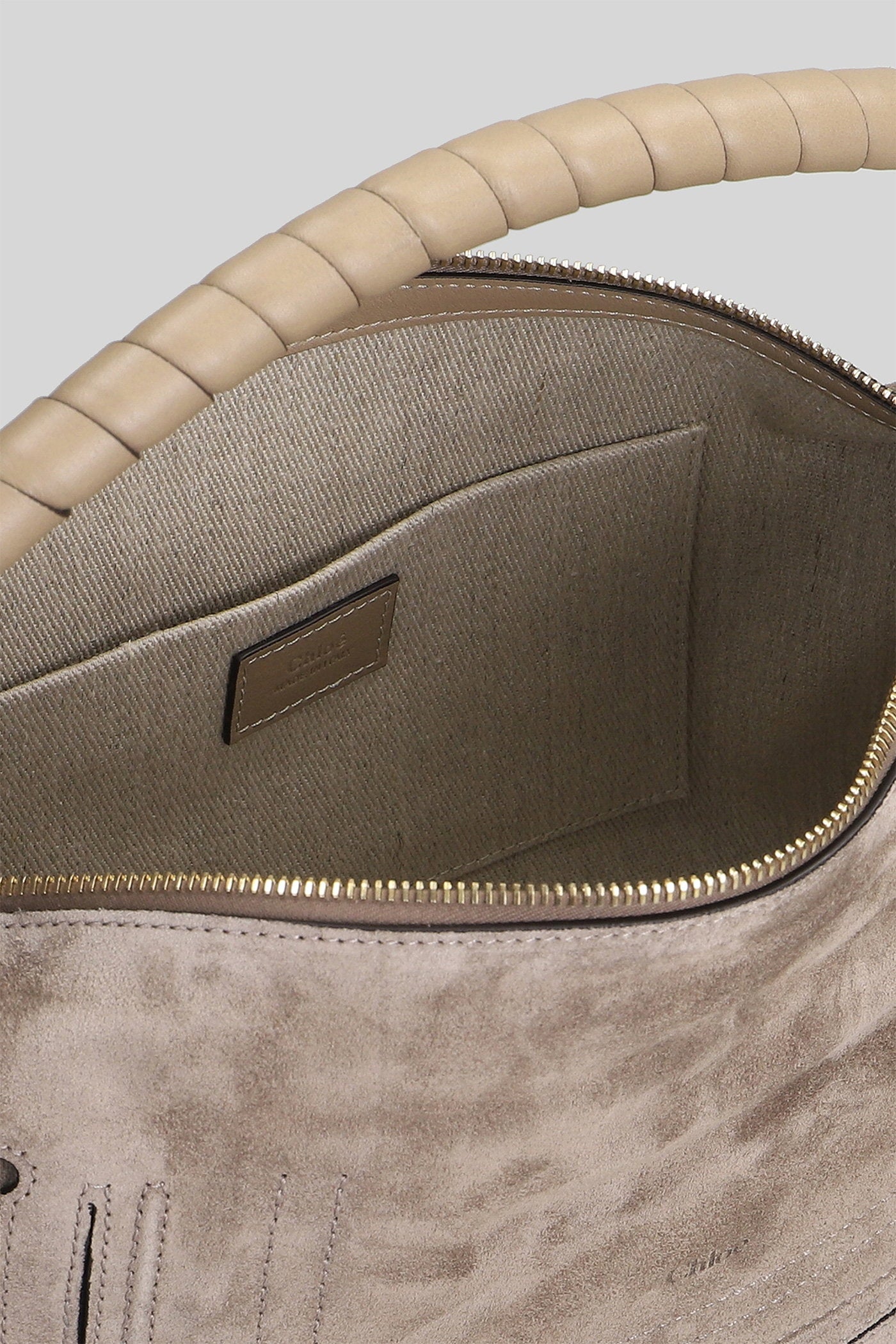 Marcie Shoulder bag in taupe suede Borse