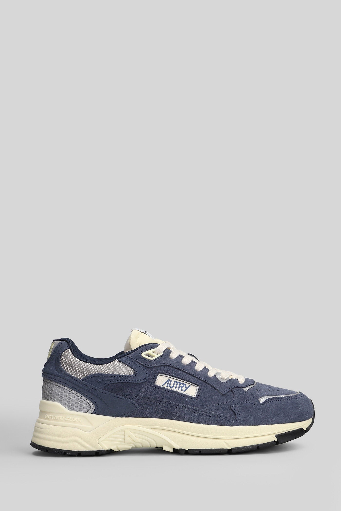 Hyperway Low Sneakers In Blue Suede And Fabric Scarpe
