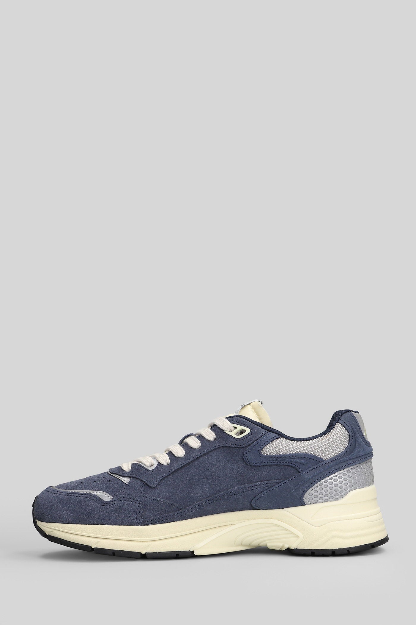 Hyperway Low Sneakers In Blue Suede And Fabric Scarpe