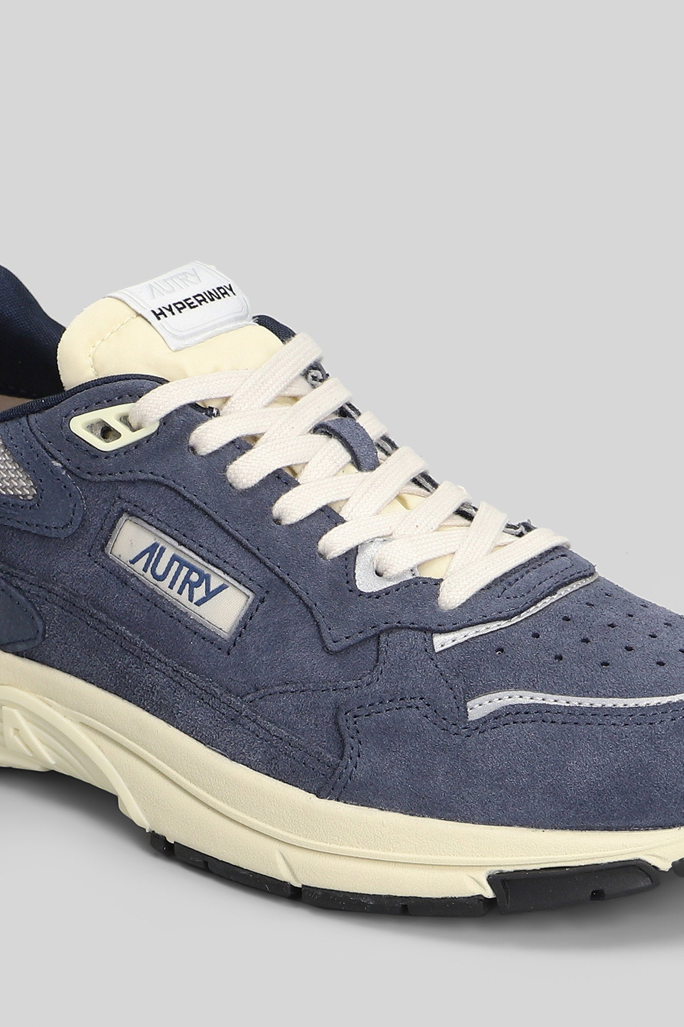 Hyperway Low Sneakers In Blue Suede And Fabric Scarpe