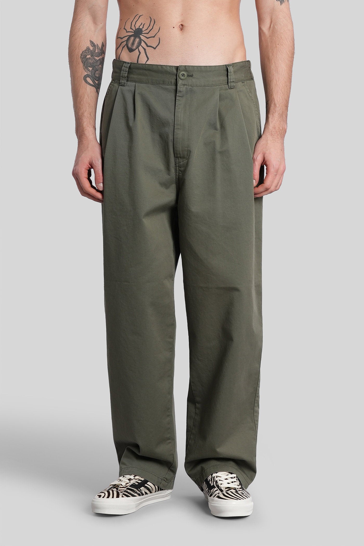 Marv pant in green cotton Abbigliamento