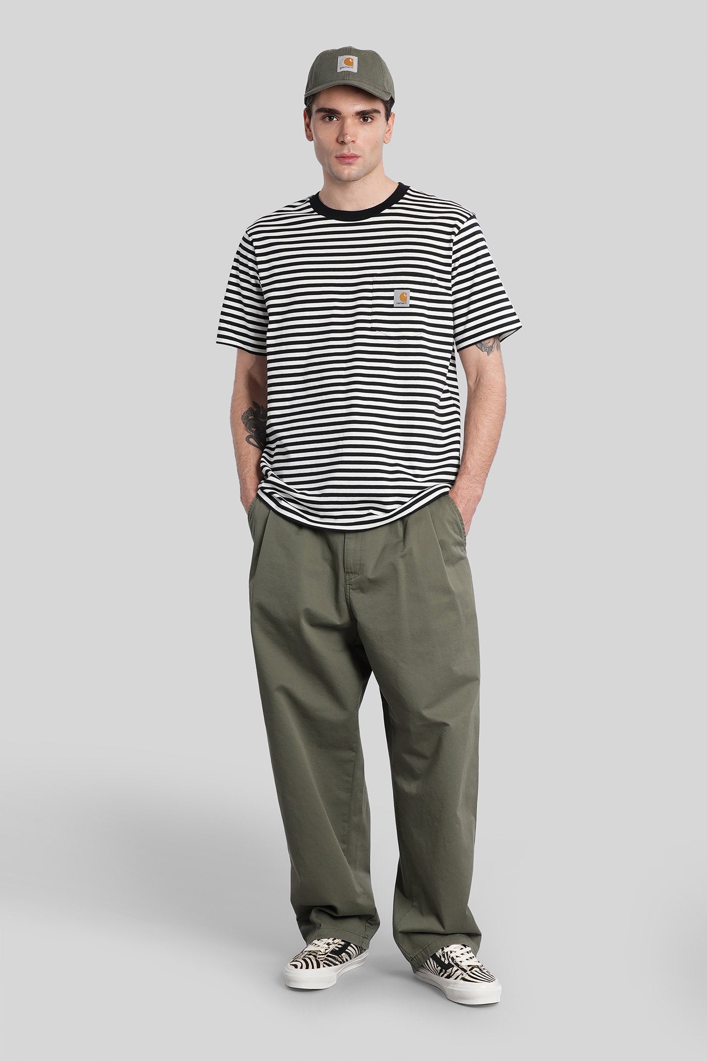 Marv pant in green cotton Abbigliamento