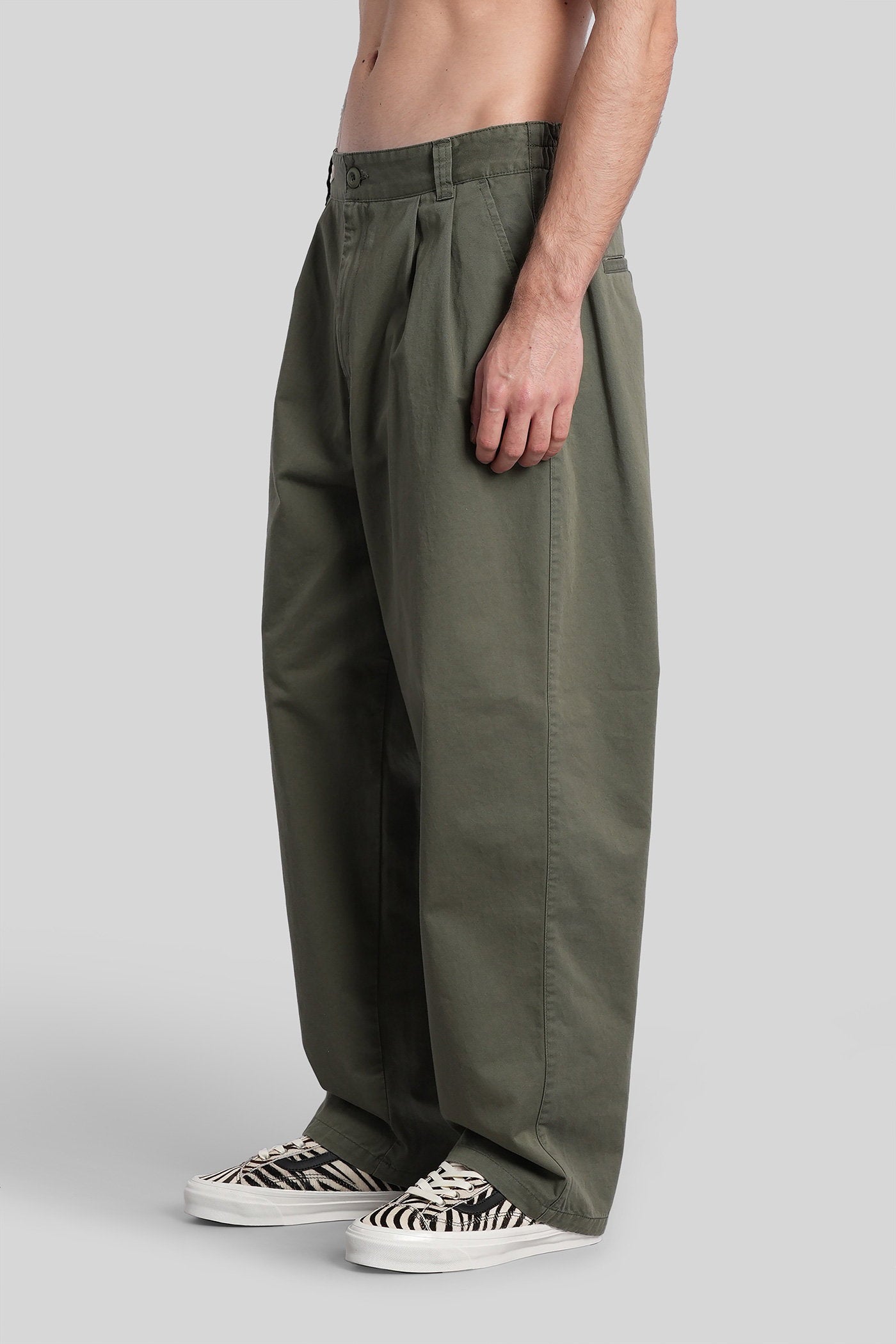 Marv pant in green cotton Abbigliamento