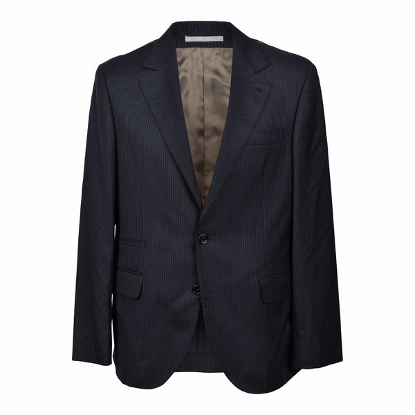 Brunello Cucinelli Mens Dark Navy Wool Pinstripe Suit