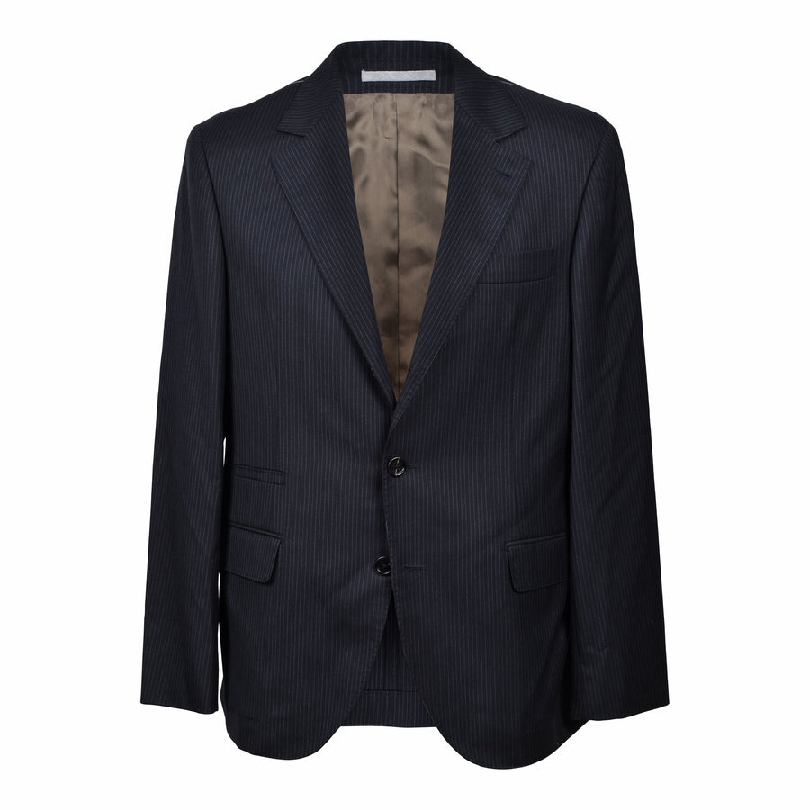 Brunello Cucinelli Mens Dark Navy Wool Pinstripe Suit