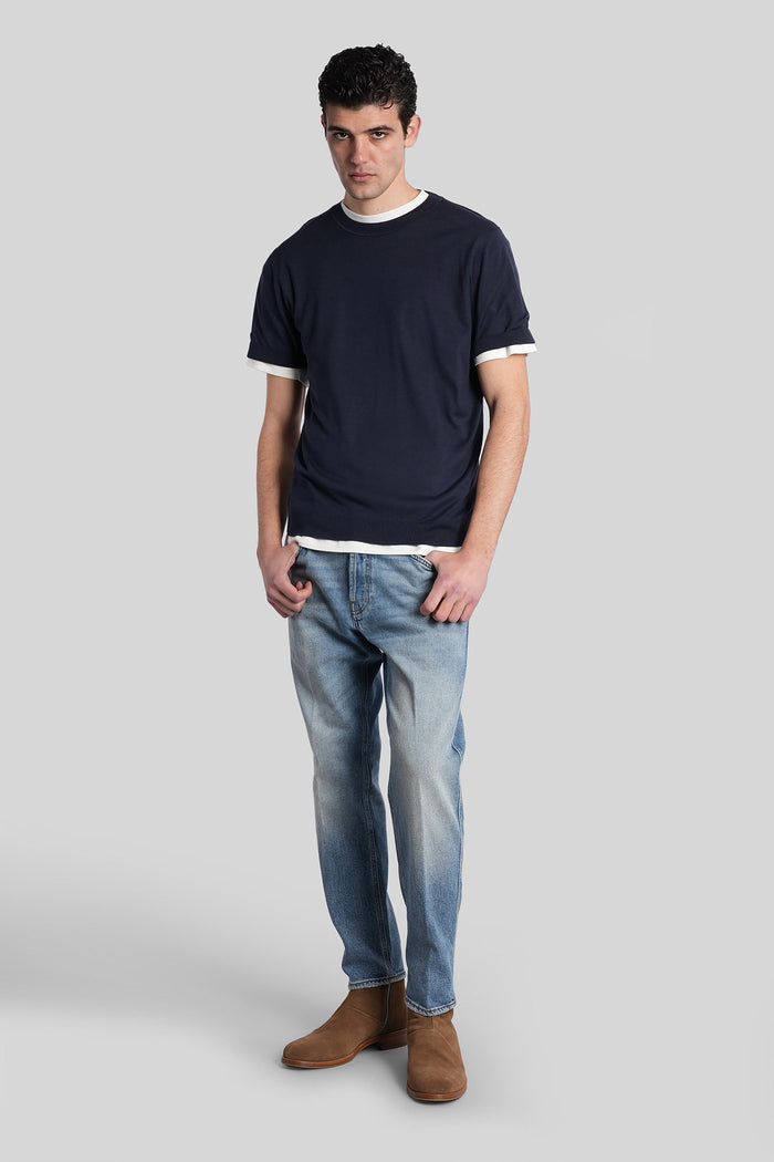 T-Shirt in blue silk Abbigliamento