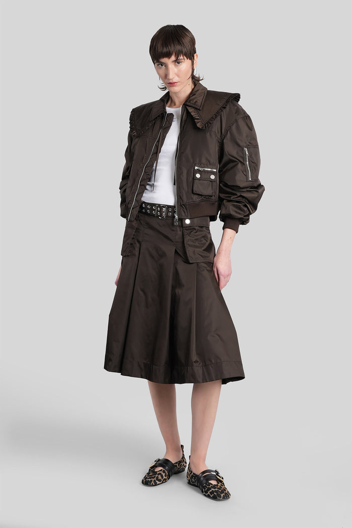 Bomber Jacket Brown Polyamide Abbigliamento
