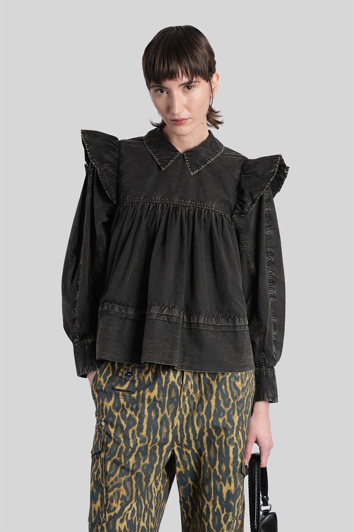 Blouse Black Cotton Abbigliamento