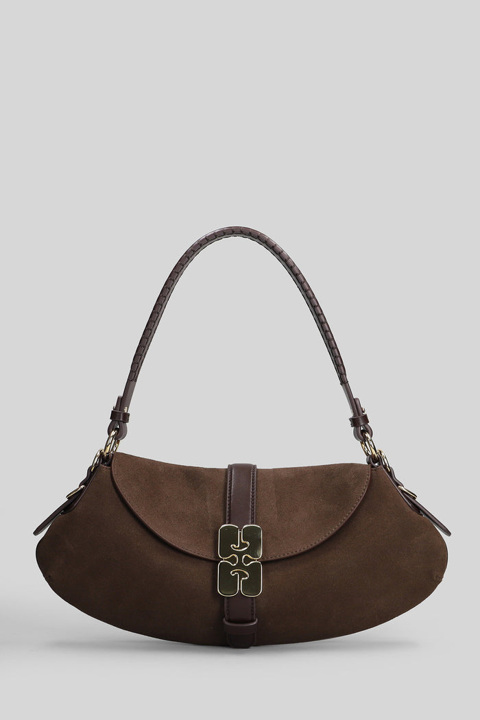 B Kat Shoulder Bag Brown Suede Borse