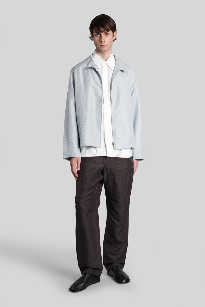 Casual Jacket Cyan Silk Abbigliamento