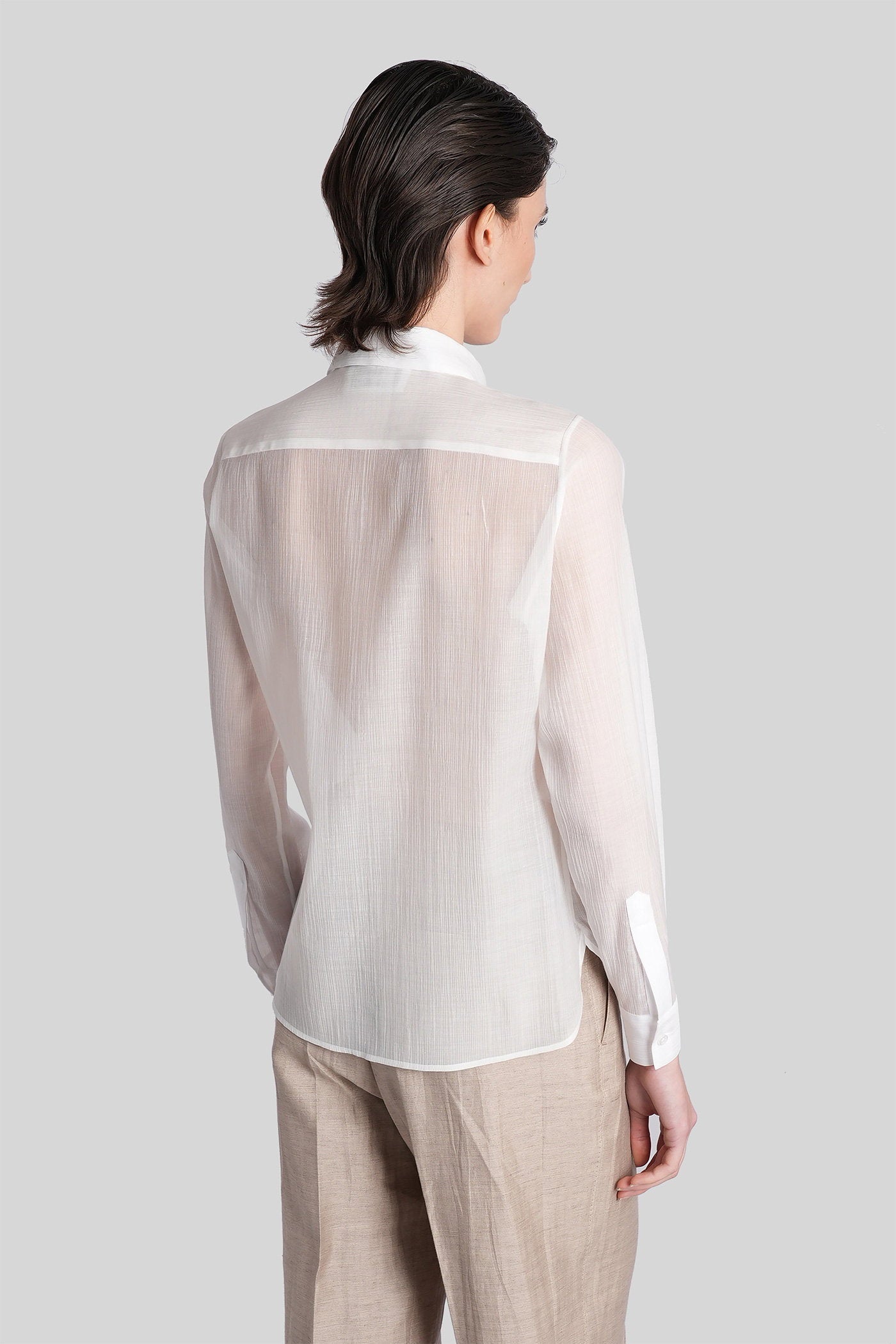 Natalee Shirt in white wool and polyester Abbigliamento