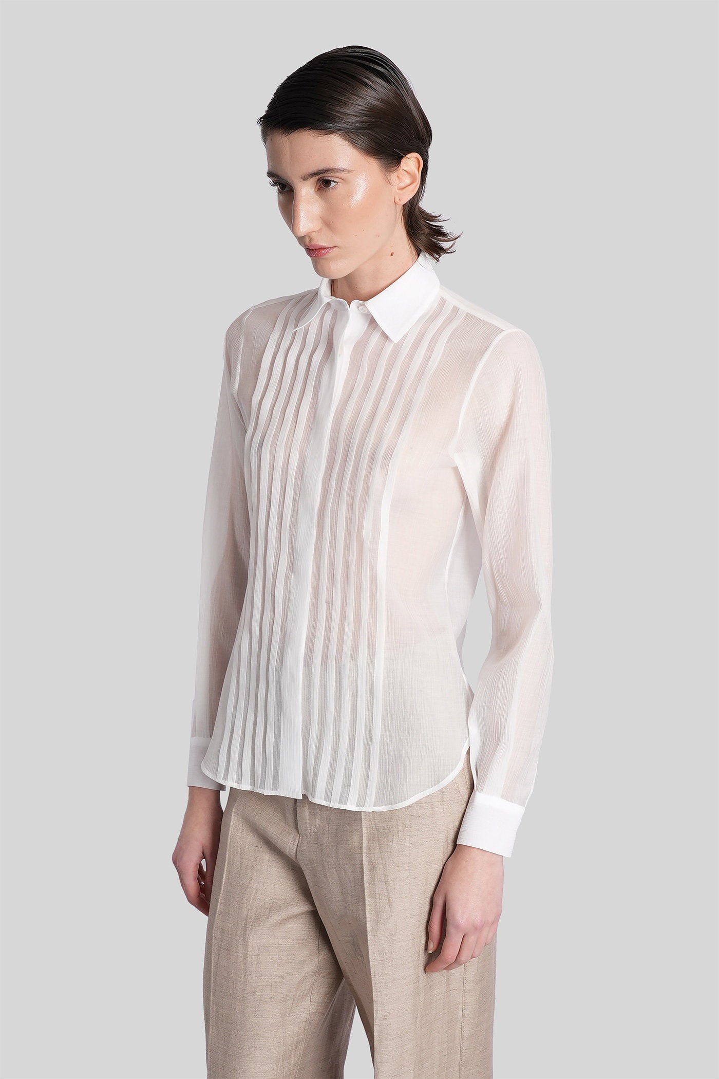Natalee Shirt in white wool and polyester Abbigliamento