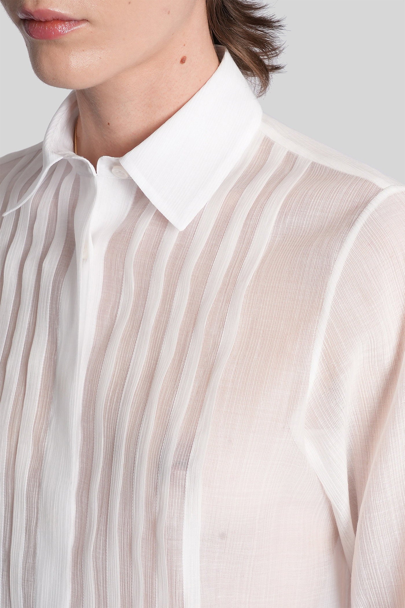 Natalee Shirt in white wool and polyester Abbigliamento