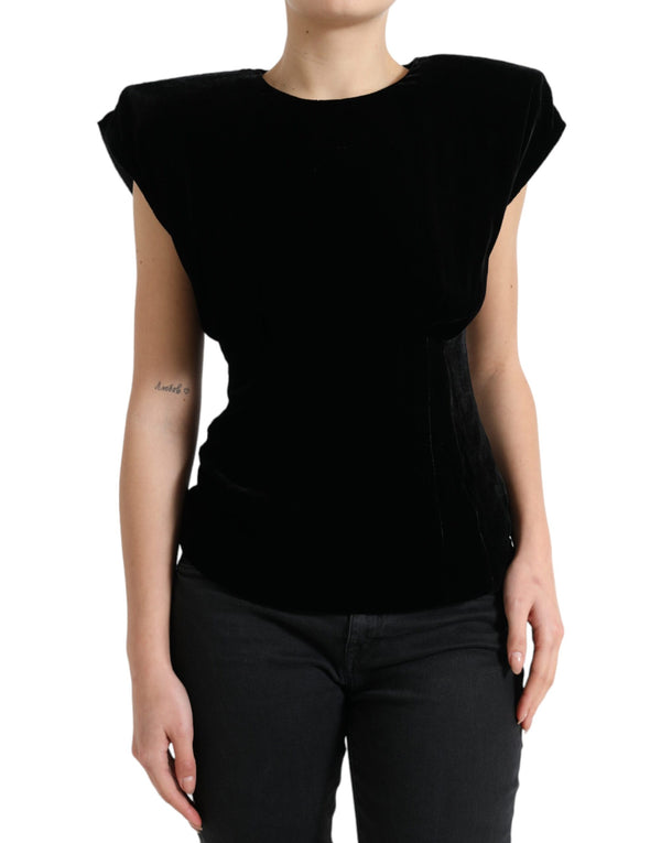 Dolce & Gabbana 82% Viscose 18% Silk; Lining: 92% Silk 8% Elastane tank top in black