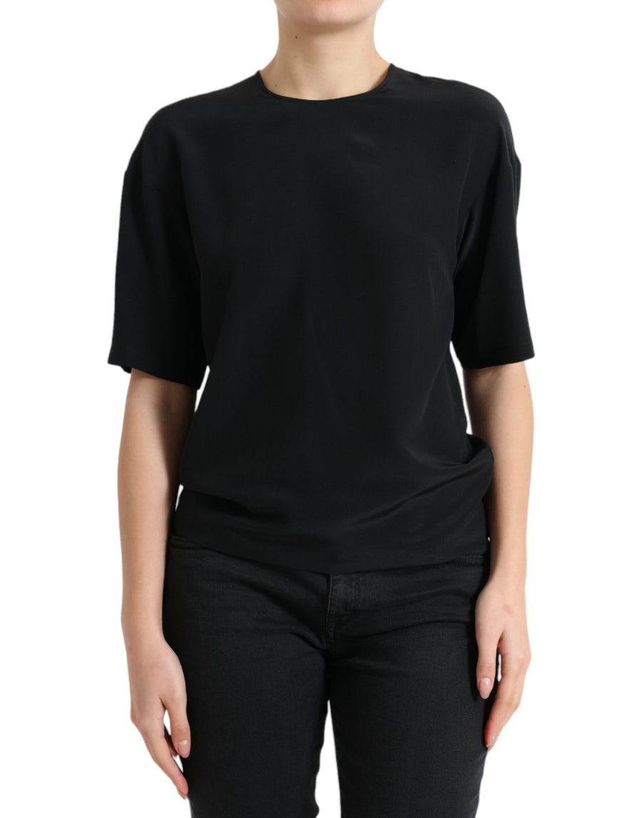 Dolce & Gabbana 94% Silk 6% Elastane blouse in black