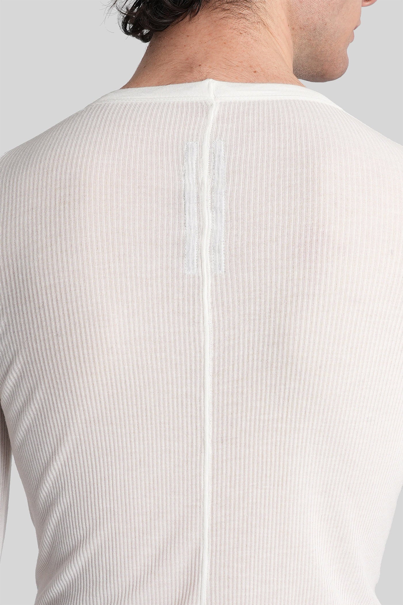 Rib Ls T White Viscose Abbigliamento