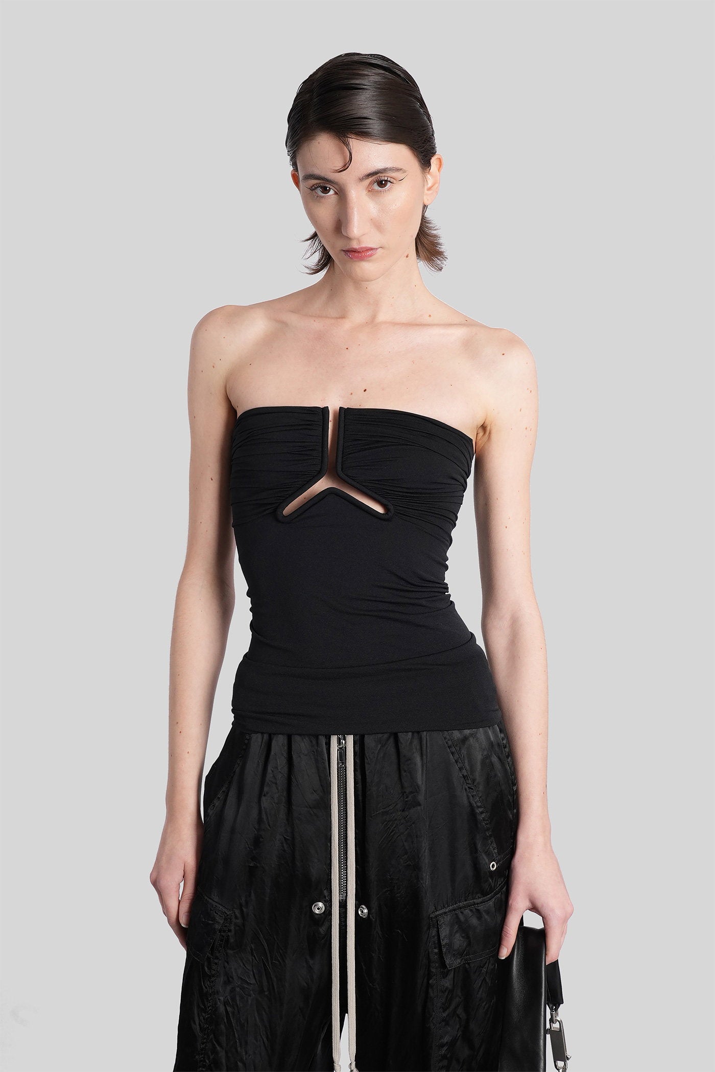 Alannah prong bustie Topwear in black nylon Abbigliamento