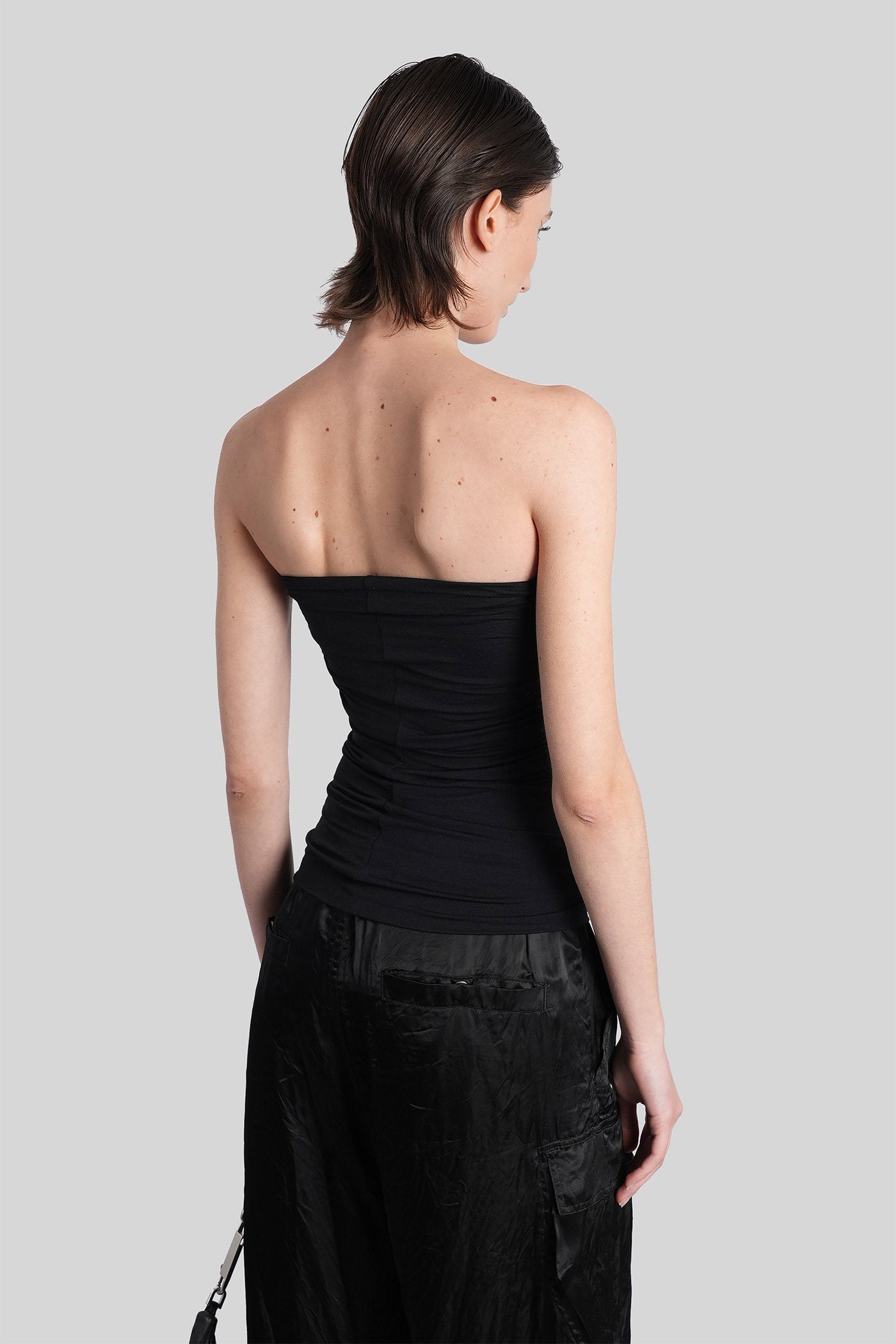 Alannah prong bustie Topwear in black nylon Abbigliamento