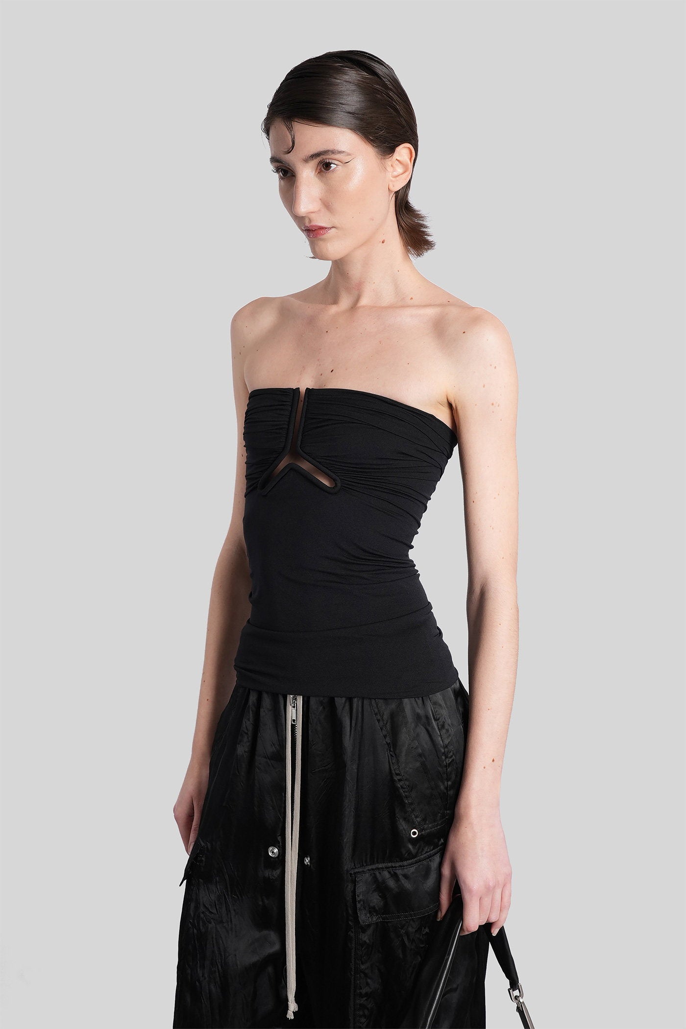 Alannah prong bustie Topwear in black nylon Abbigliamento