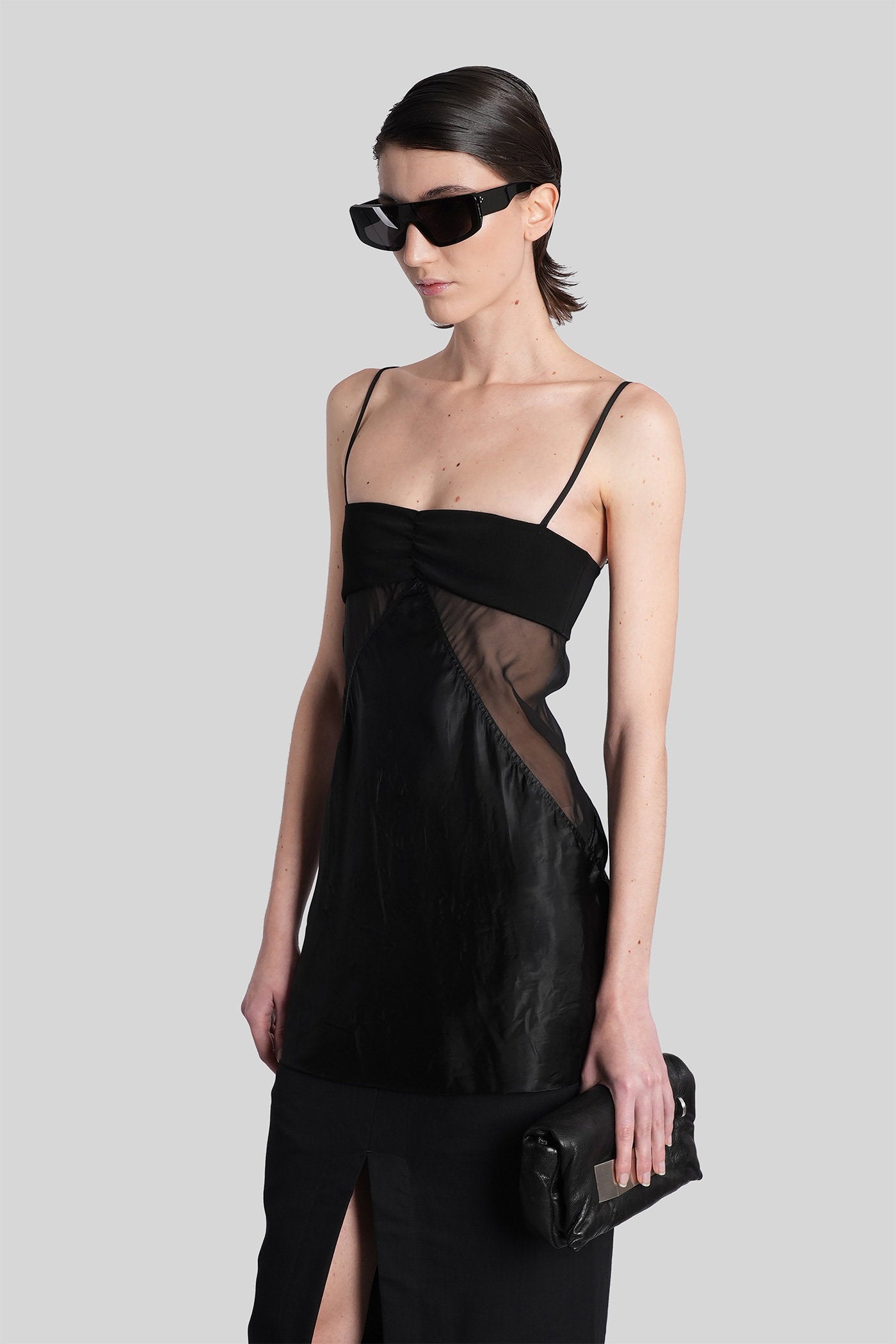 Combo slip top Topwear in black polyamide polyester Abbigliamento