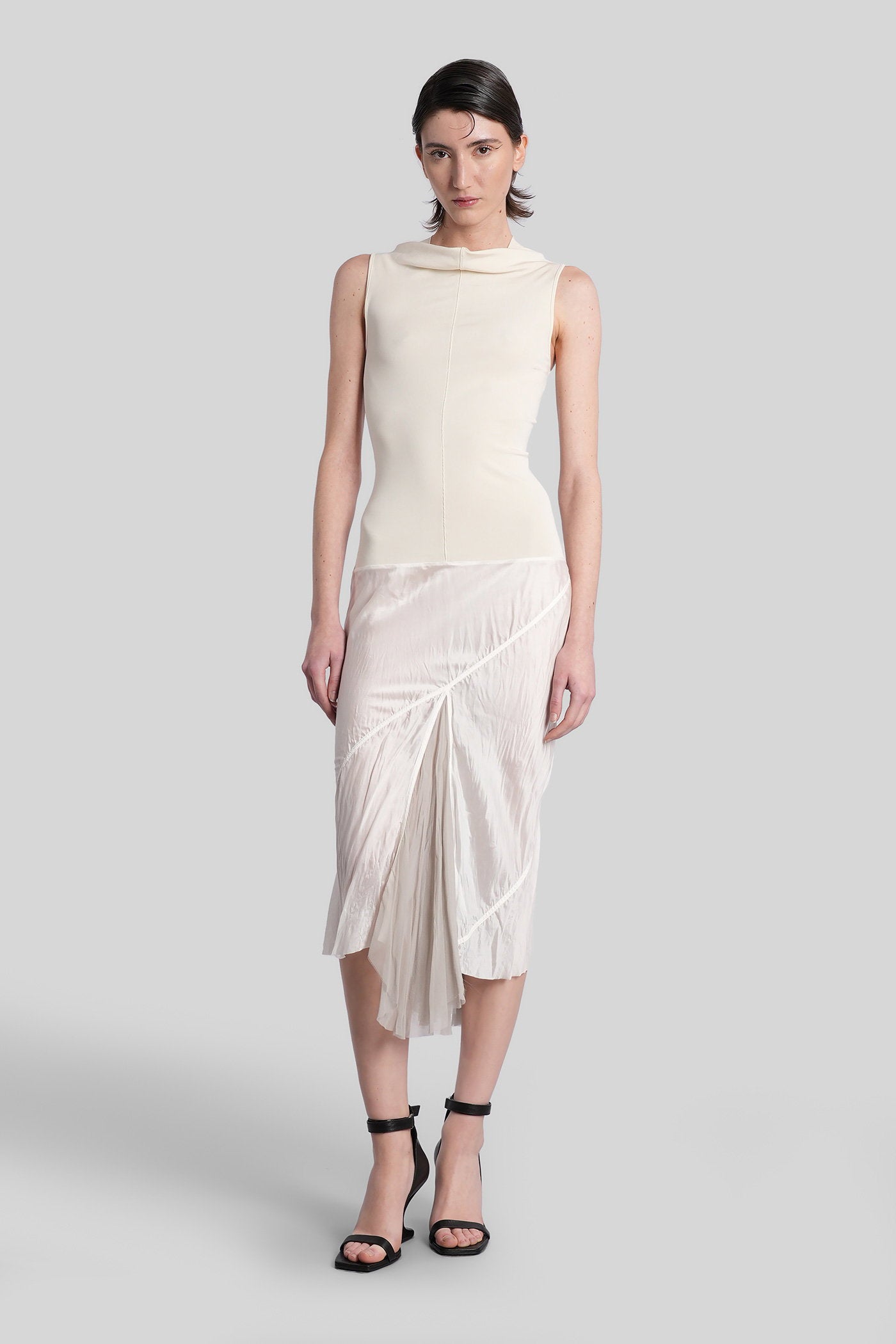 Sliced dress Long in beige viscose Abbigliamento