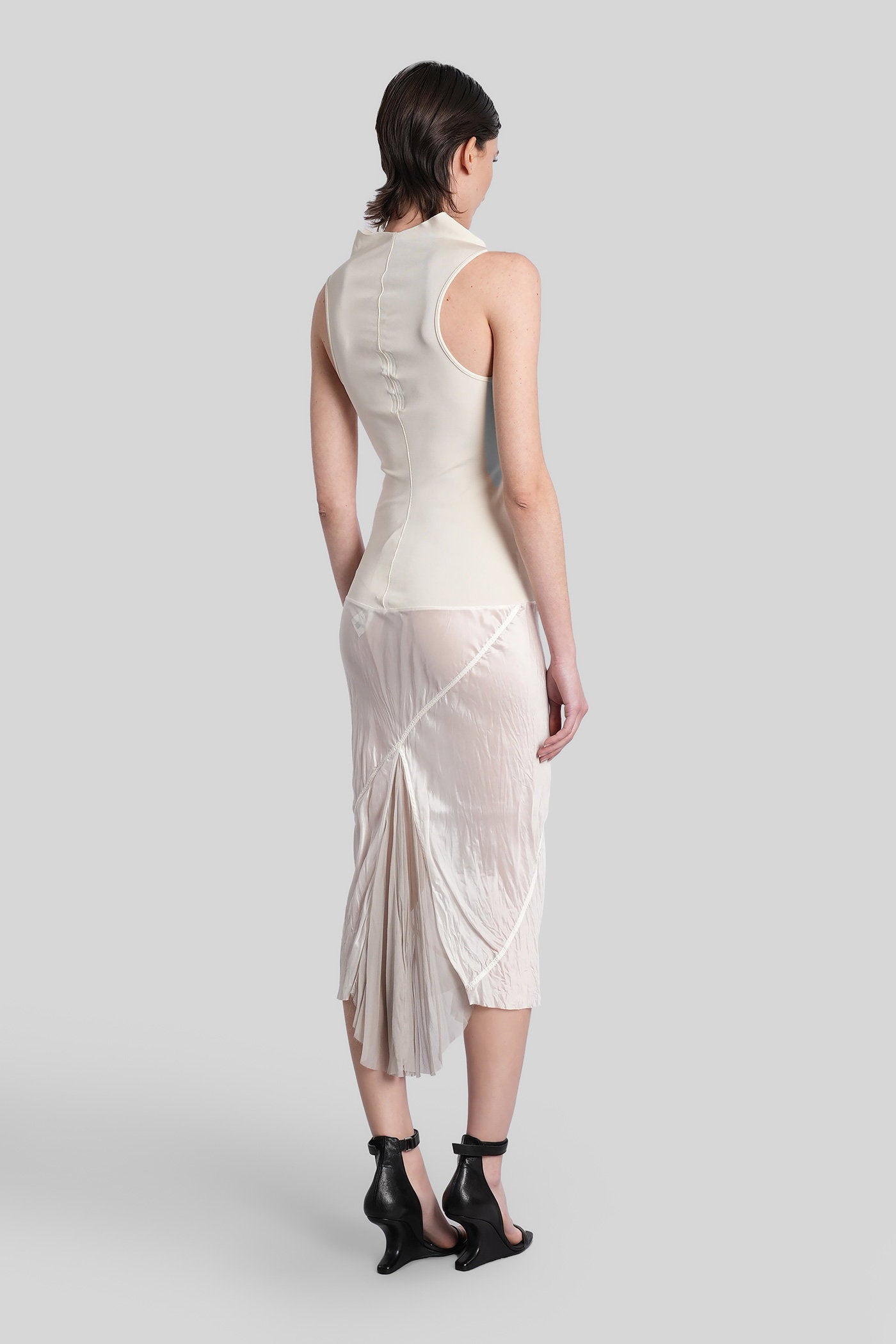 Sliced dress Long in beige viscose Abbigliamento