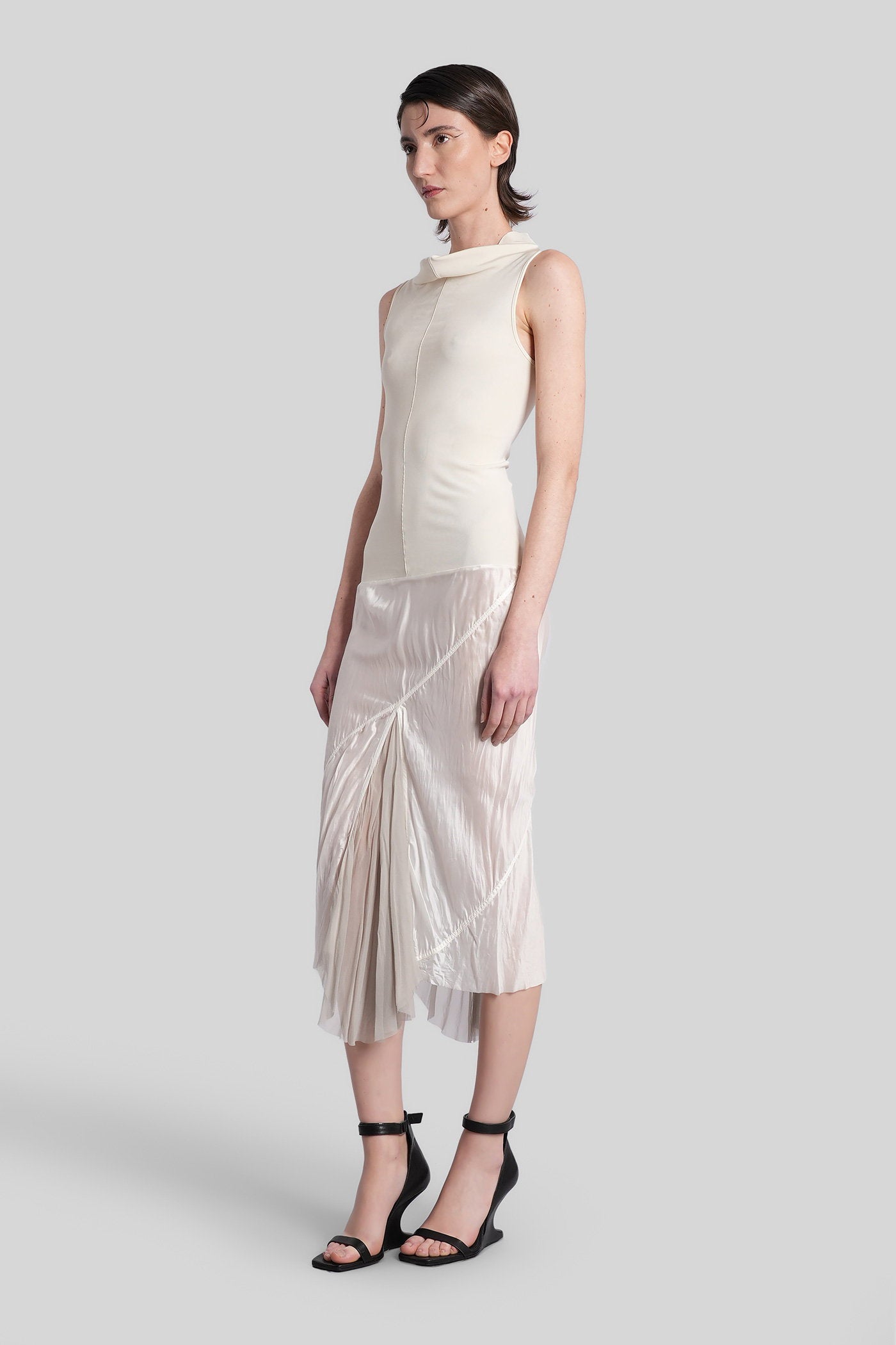 Sliced dress Long in beige viscose Abbigliamento