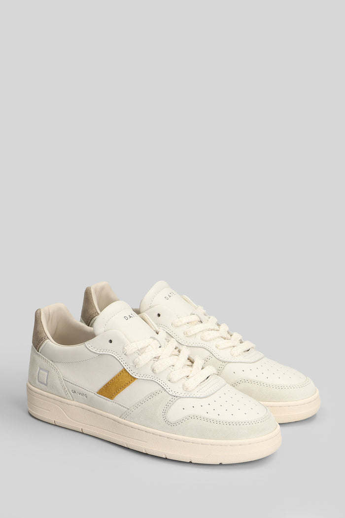 Court 2.0 Vintage Sneakers Beige Suede And Leather Scarpe