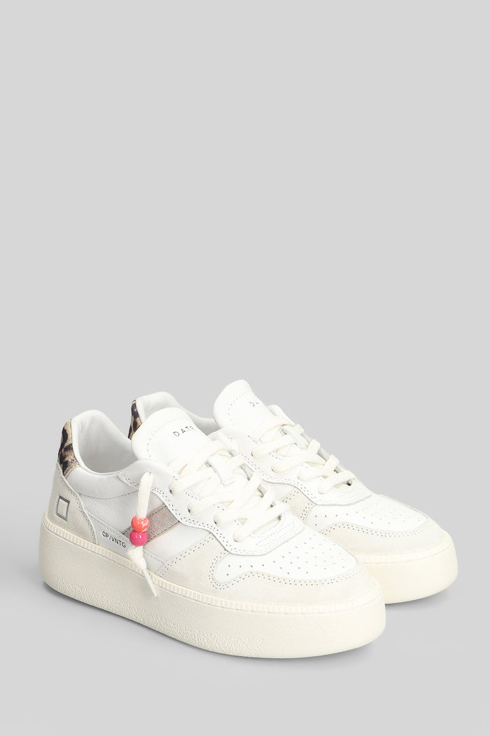 Court Platform Vinta Sneakers in white suede and leather Scarpe