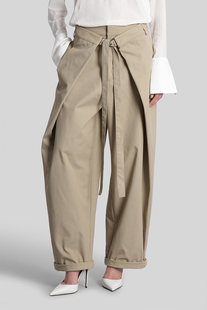 Stella Pants in taupe cotton Abbigliamento