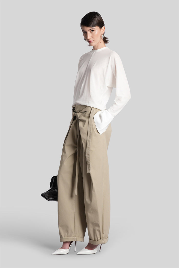 Stella Pants in taupe cotton Abbigliamento