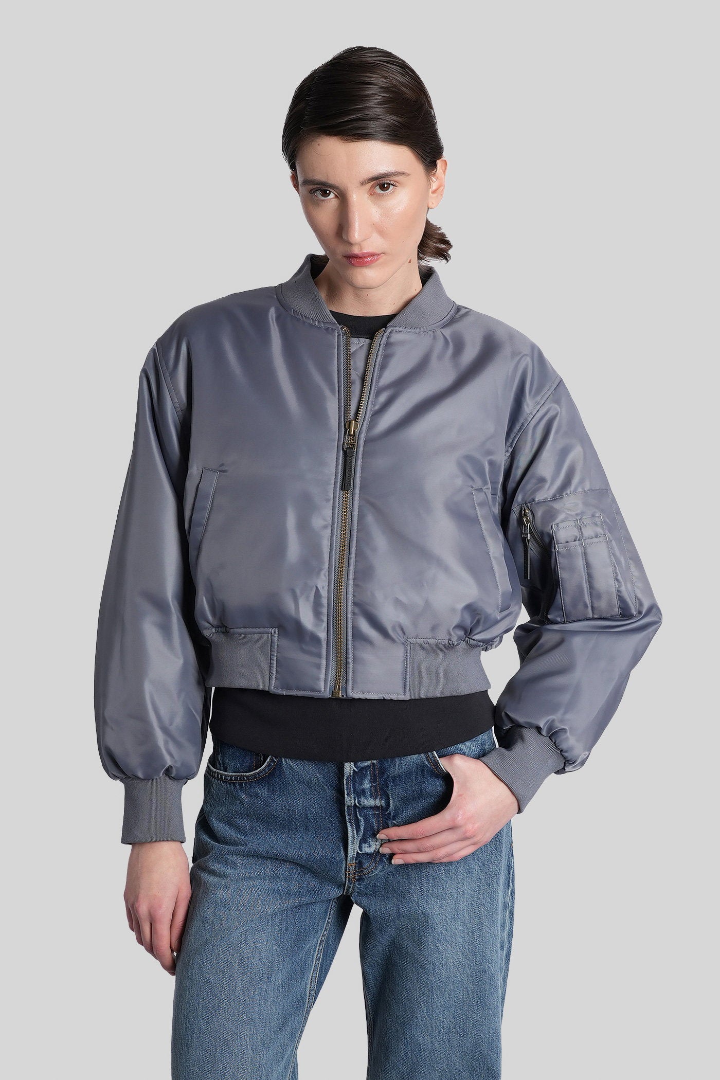 Leon Bomber Jacket in grey polyester Abbigliamento