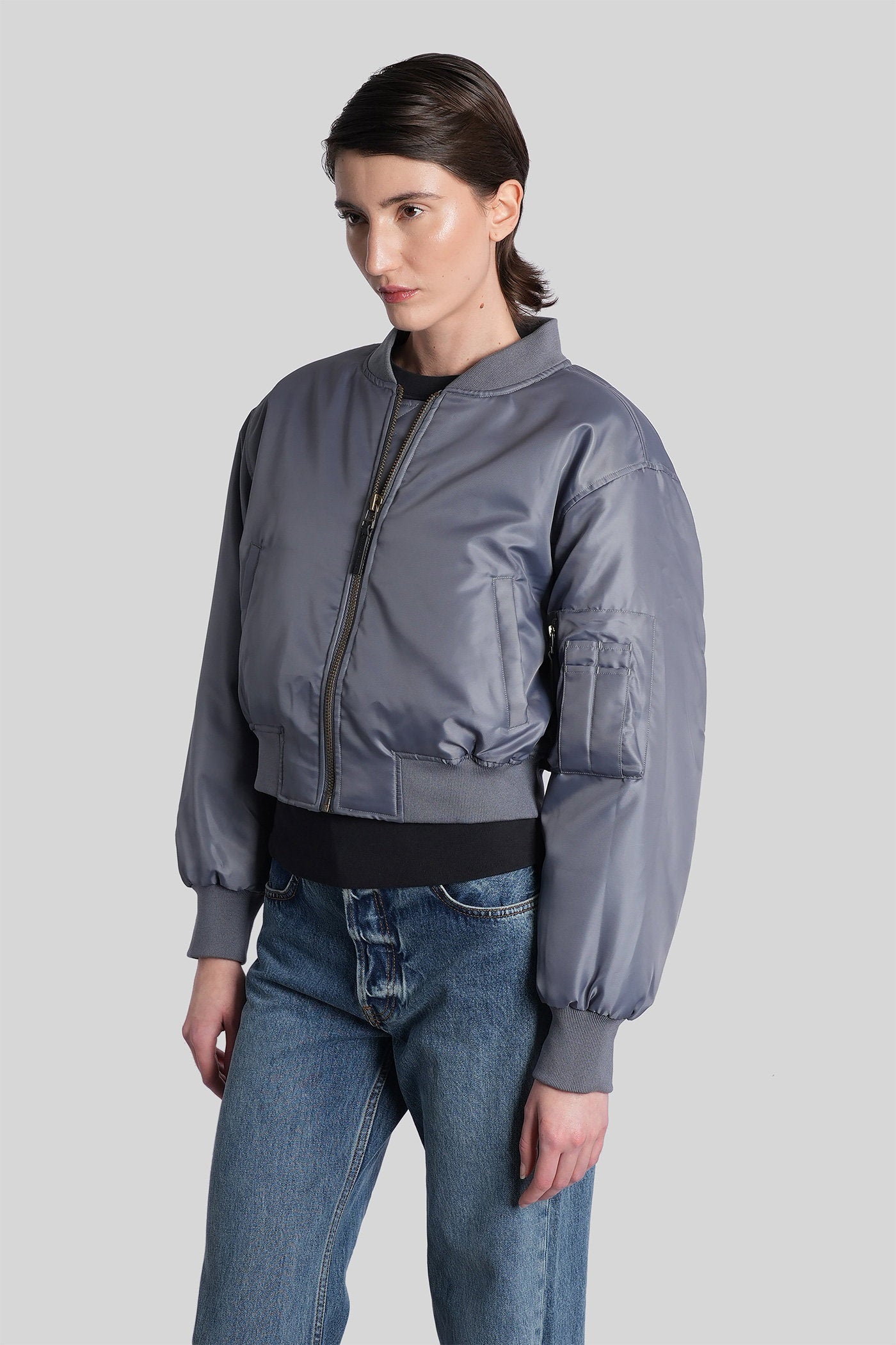 Leon Bomber Jacket in grey polyester Abbigliamento
