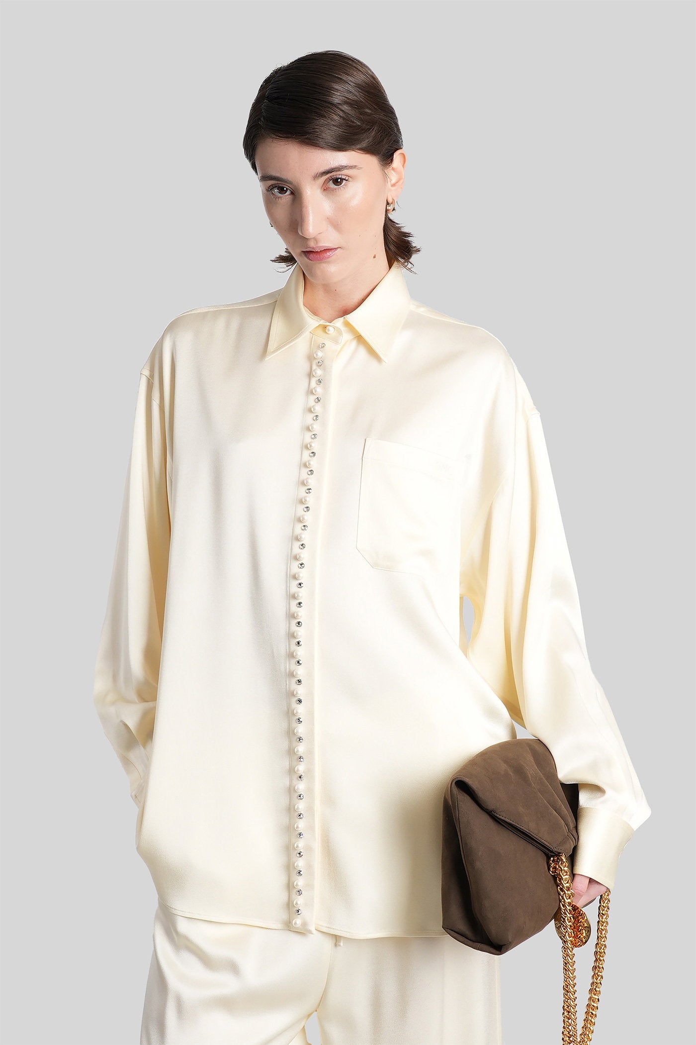 Shirt in beige acetate Abbigliamento