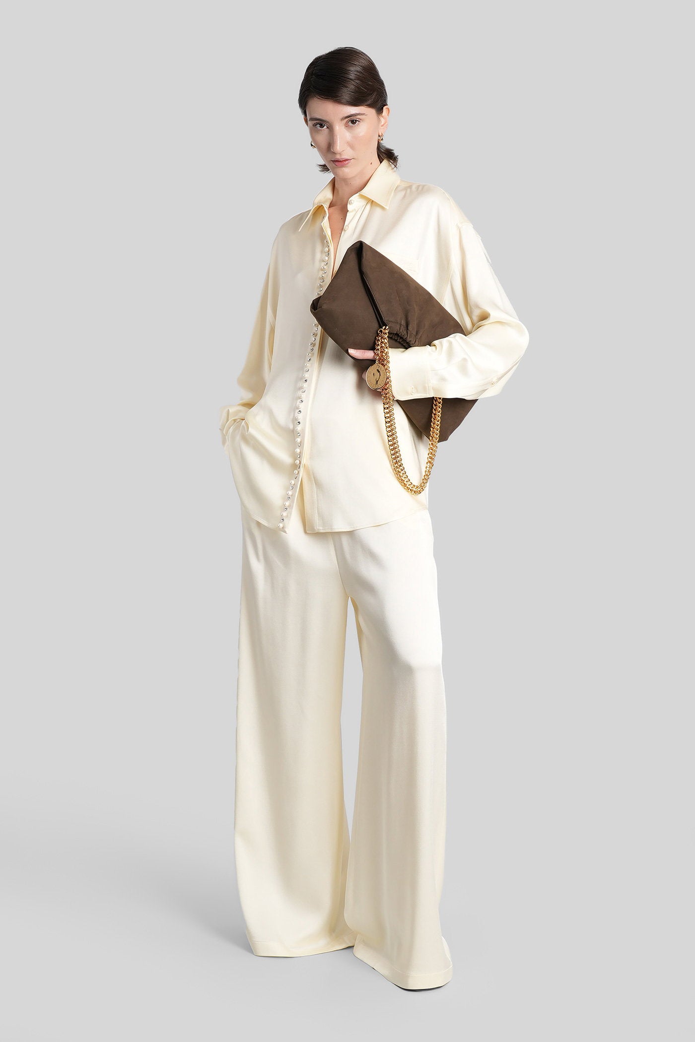 Shirt in beige acetate Abbigliamento