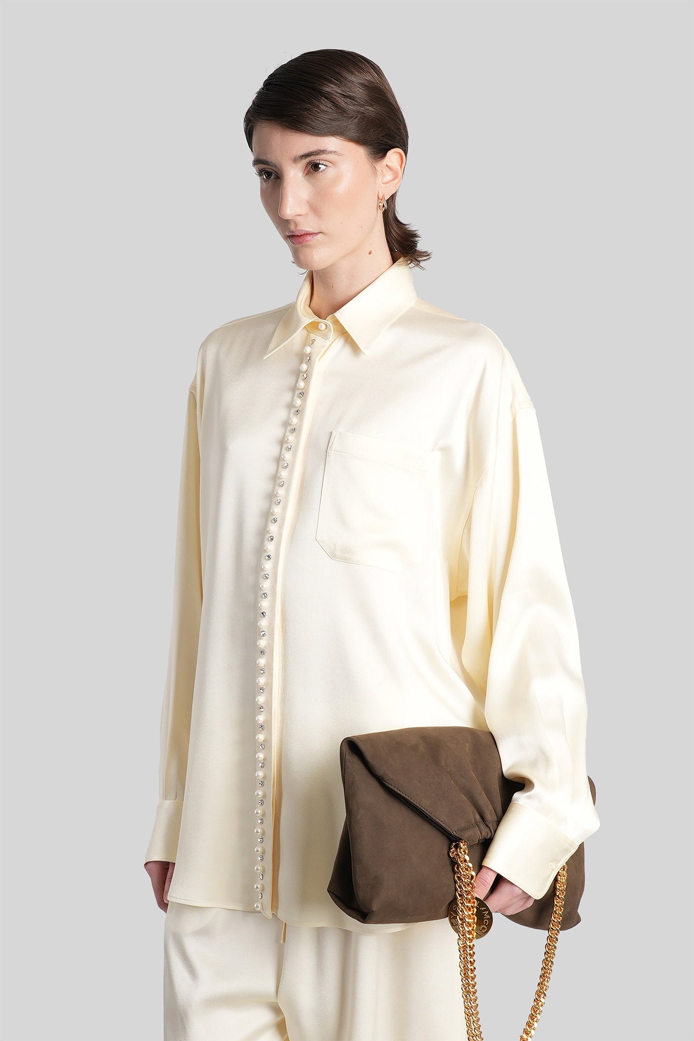 Shirt in beige acetate Abbigliamento