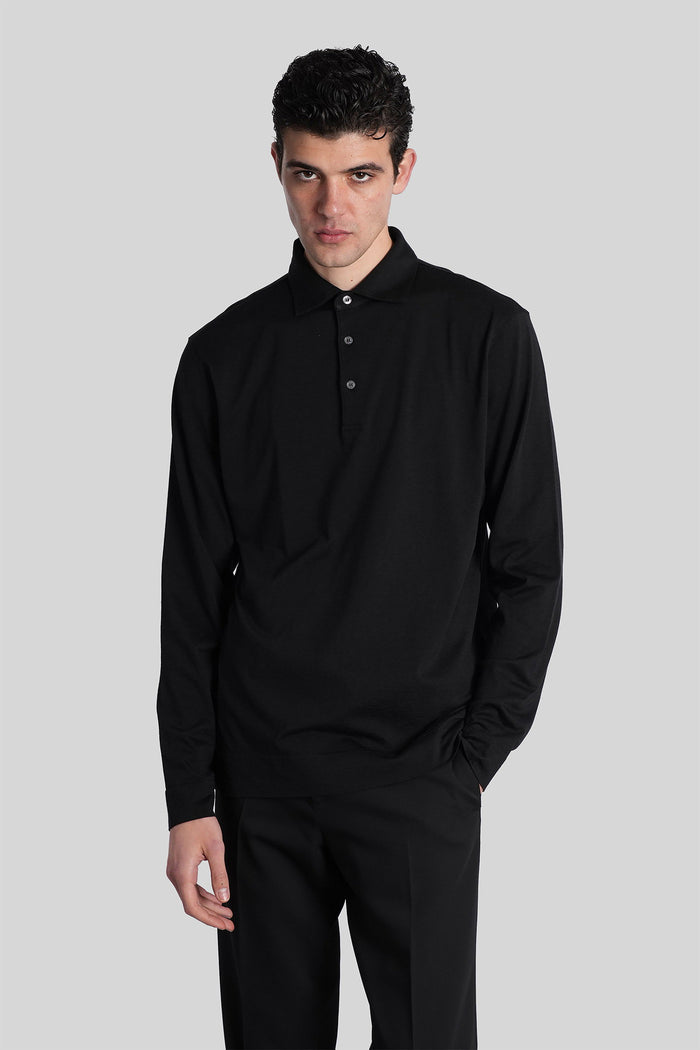 Polo in black cotton Abbigliamento