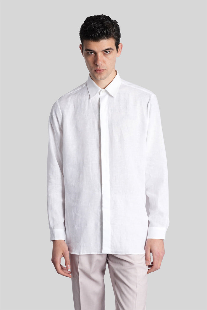 Shirt in white linen Abbigliamento