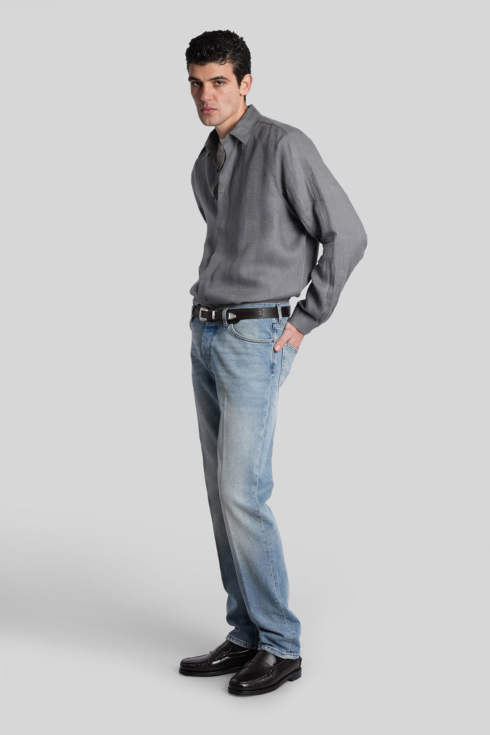 Shirt in grey linen Abbigliamento